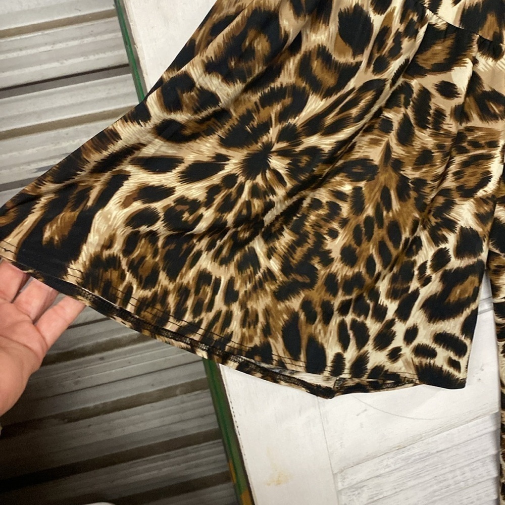 Emma Rose Leopard Print Dress size L.  3/4 bell Sleeve - Picture 5 of 7